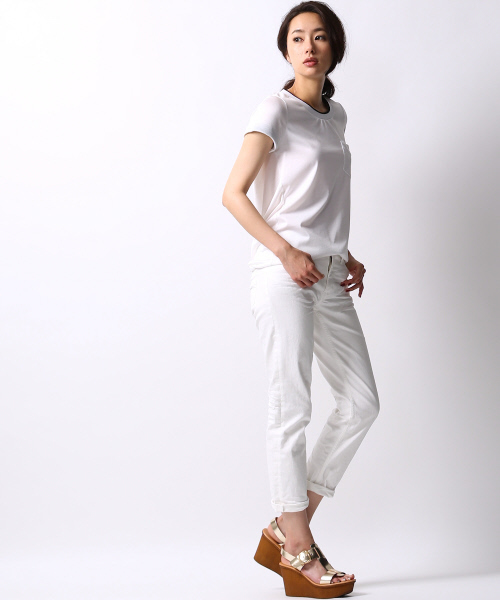 5351 POUR LES FEMMES(ゴーサンゴーイチプールファム)の「異素材天竺BACKドレープ(Tシャツ/カットソー・レディース・ブルー/ホワイト/ブラック・FREE)」の15枚目の写真