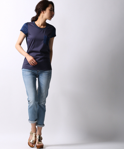 5351 POUR LES FEMMES(ゴーサンゴーイチプールファム)の「異素材天竺BACKドレープ(Tシャツ/カットソー・レディース・ブルー/ホワイト/ブラック・FREE)」の17枚目の写真