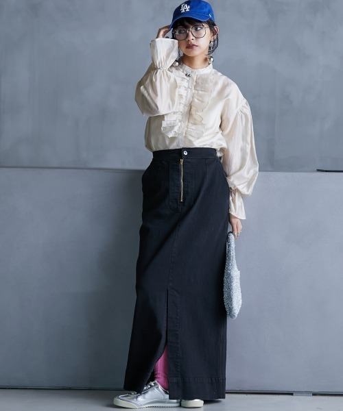 GEVS.（ジェイヴィス）の「＜大きいサイズ＞ フリルシアーブラウス GEVS.（シャツ/ブラウス・レディース・グレー/ベージュ・L/LL/3L/4L/5L）」の19枚目の写真