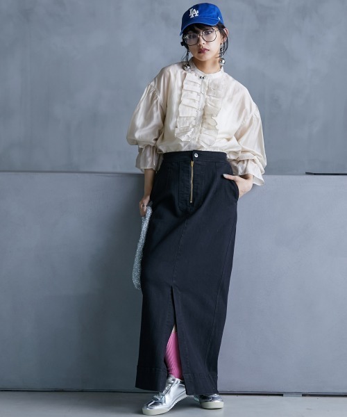 GEVS.（ジェイヴィス）の「＜大きいサイズ＞ フリルシアーブラウス GEVS.（シャツ/ブラウス・レディース・グレー/ベージュ・L/LL/3L/4L/5L）」の20枚目の写真