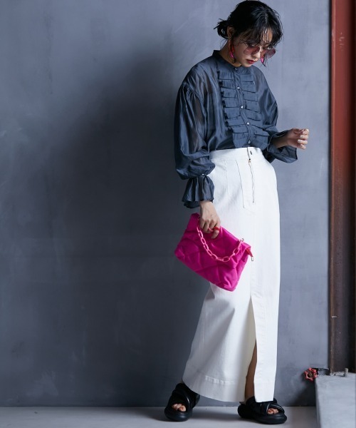 GEVS.（ジェイヴィス）の「＜大きいサイズ＞ フリルシアーブラウス GEVS.（シャツ/ブラウス・レディース・グレー/ベージュ・L/LL/3L/4L/5L）」の22枚目の写真