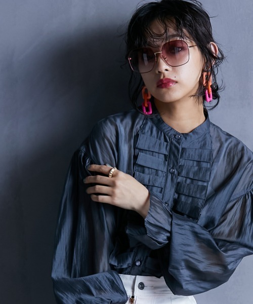 GEVS.（ジェイヴィス）の「＜大きいサイズ＞ フリルシアーブラウス GEVS.（シャツ/ブラウス・レディース・グレー/ベージュ・L/LL/3L/4L/5L）」の13枚目の写真