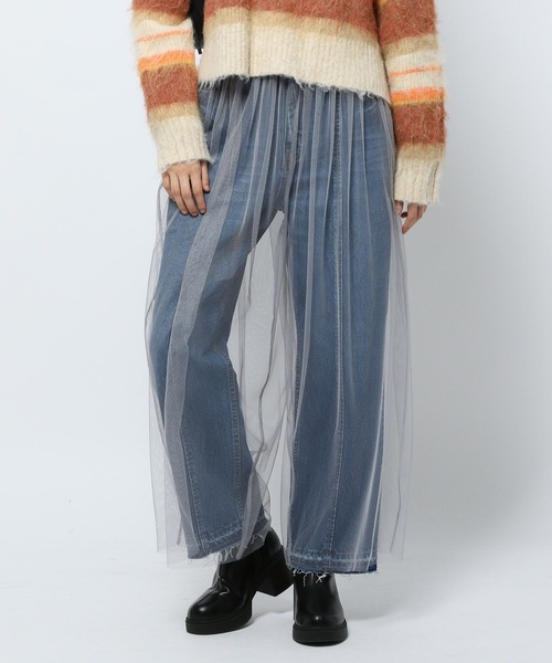 niko and...（ニコアンド）の「セルフカットシアーカバーパンツ（その他パンツ・レディース・オフホワイト/ブラック/グレー・MEDIUM/LONG）」の3枚目の写真