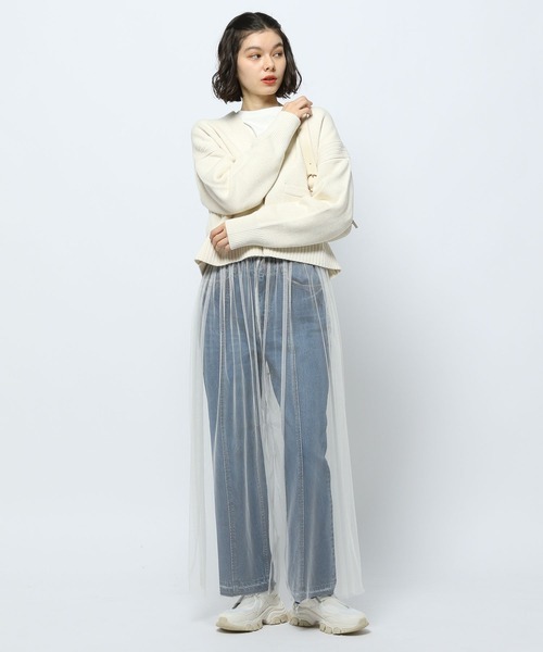 niko and...（ニコアンド）の「セルフカットシアーカバーパンツ（その他パンツ・レディース・オフホワイト/ブラック/グレー・MEDIUM/LONG）」の4枚目の写真