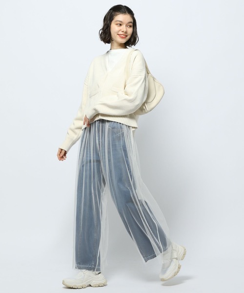 niko and...（ニコアンド）の「セルフカットシアーカバーパンツ（その他パンツ・レディース・オフホワイト/ブラック/グレー・MEDIUM/LONG）」の5枚目の写真