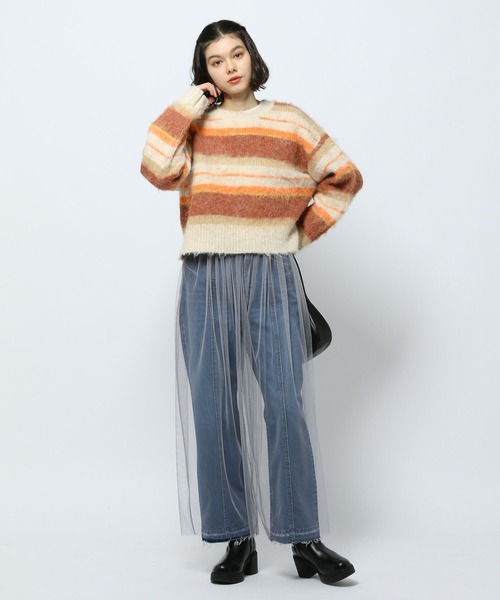 niko and...（ニコアンド）の「セルフカットシアーカバーパンツ（その他パンツ・レディース・オフホワイト/ブラック/グレー・MEDIUM/LONG）」の7枚目の写真