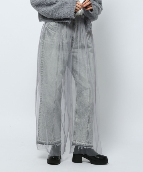 niko and...（ニコアンド）の「セルフカットシアーカバーパンツ（その他パンツ・レディース・オフホワイト/ブラック/グレー・MEDIUM/LONG）」の10枚目の写真