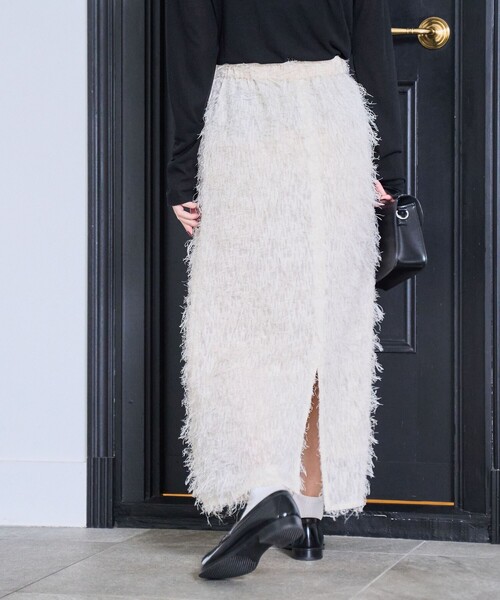 coen（コーエン）の「カットジャガードナロースカート（スカート・レディース・オフホワイト/ブラック・M/L）」の5枚目の写真