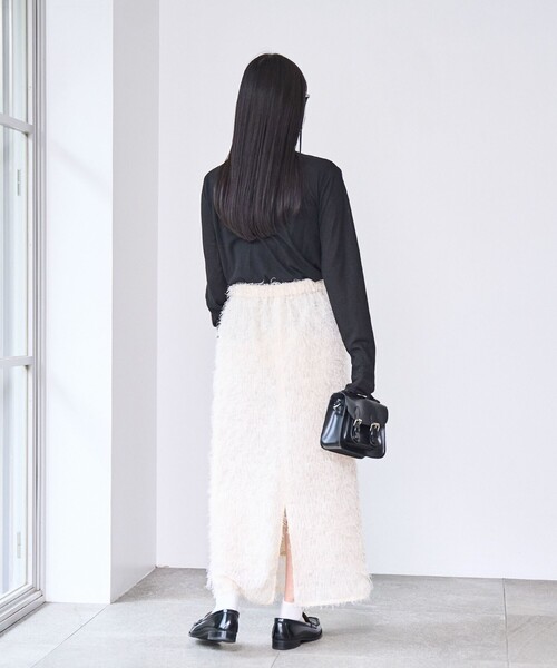 coen（コーエン）の「カットジャガードナロースカート（スカート・レディース・オフホワイト/ブラック・M/L）」の7枚目の写真