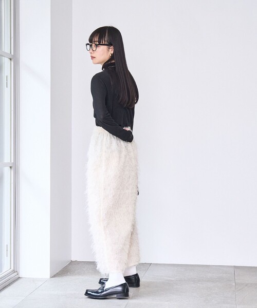 coen（コーエン）の「カットジャガードナロースカート（スカート・レディース・オフホワイト/ブラック・M/L）」の8枚目の写真