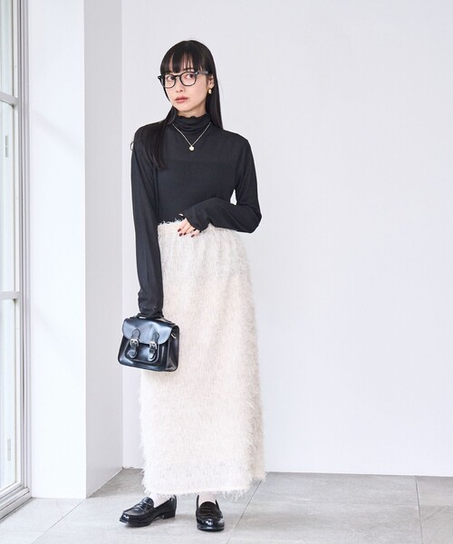 coen（コーエン）の「カットジャガードナロースカート（スカート・レディース・オフホワイト/ブラック・M/L）」の9枚目の写真