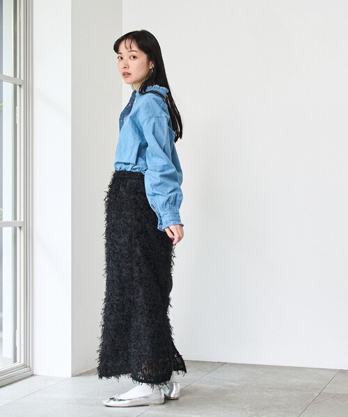 coen（コーエン）の「カットジャガードナロースカート（スカート・レディース・オフホワイト/ブラック・M/L）」の19枚目の写真