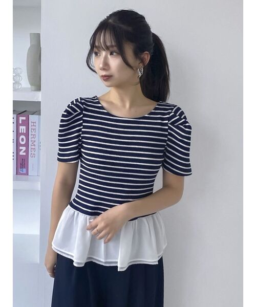 LAYERED PEPURUM TOPS/レイヤードペプラムトップス セール】レイヤードペプラムトップス（Tシャツ/カットソー）｜dazzlin