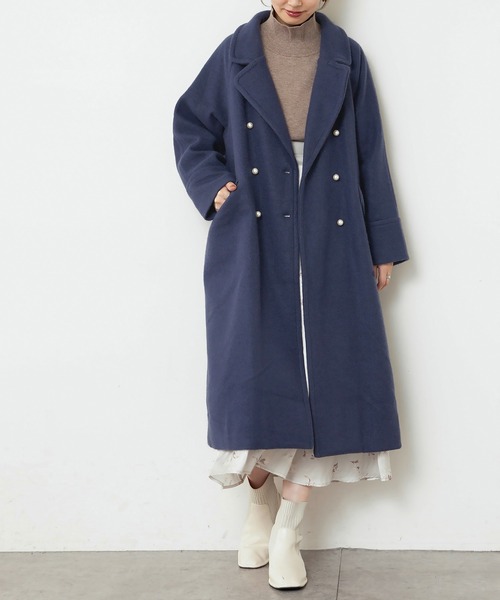 DIRECTOIRE」 チェスターコート 38 ネイビー 厚 レディース