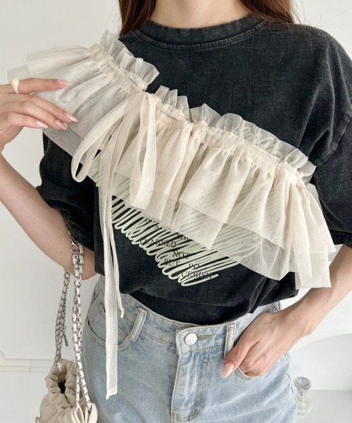 Loueme(ルエム)の「マルチウェイチュール付けフリル(付け襟・レディース・ブラック/アイボリー・FREE)」の8枚目の写真