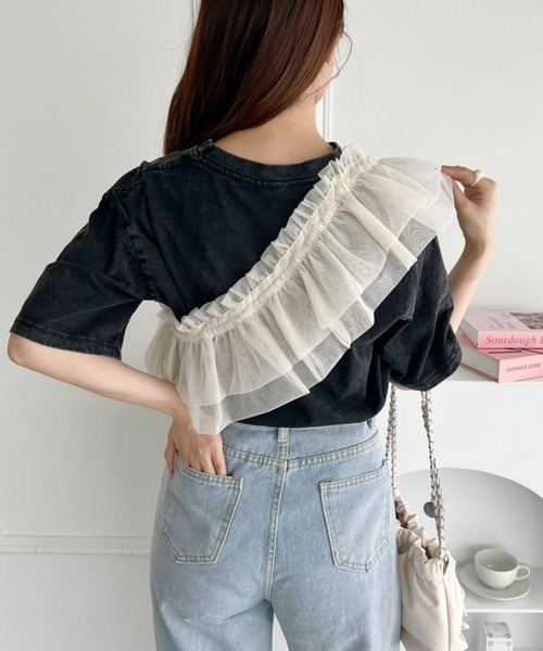 Loueme(ルエム)の「マルチウェイチュール付けフリル(付け襟・レディース・ブラック/アイボリー・FREE)」の7枚目の写真