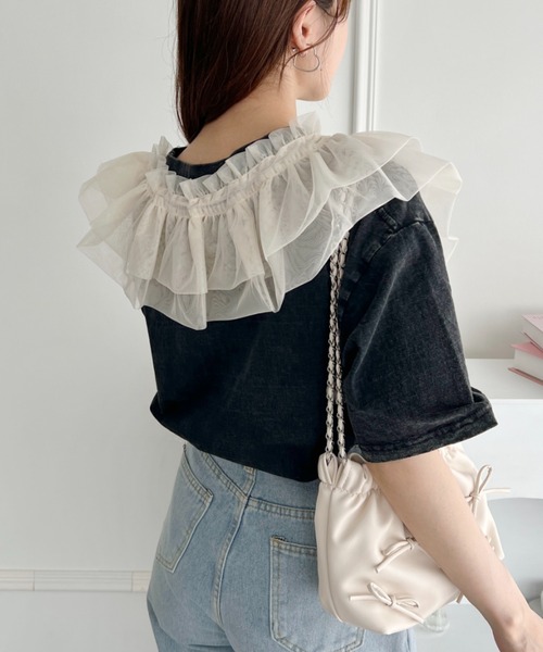Loueme(ルエム)の「マルチウェイチュール付けフリル(付け襟・レディース・ブラック/アイボリー・FREE)」の11枚目の写真