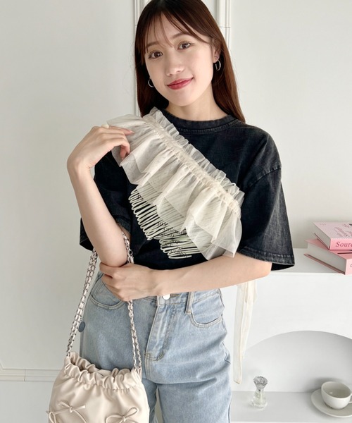 Loueme(ルエム)の「マルチウェイチュール付けフリル(付け襟・レディース・ブラック/アイボリー・FREE)」の6枚目の写真