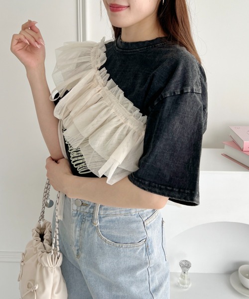 Loueme(ルエム)の「マルチウェイチュール付けフリル(付け襟・レディース・ブラック/アイボリー・FREE)」の5枚目の写真