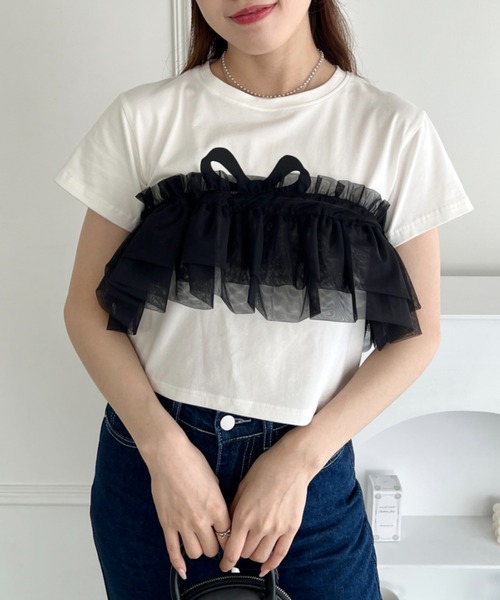 Loueme(ルエム)の「マルチウェイチュール付けフリル(付け襟・レディース・ブラック/アイボリー・FREE)」の21枚目の写真