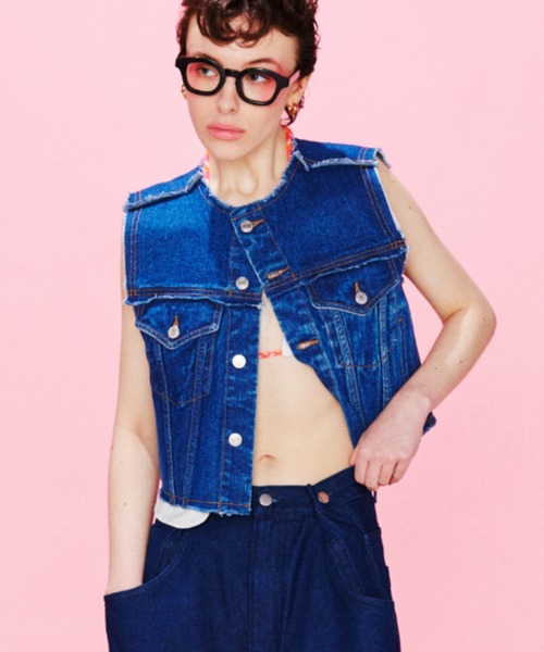 VERMEIL per iena リブニットセータ パフショルダー クルーネック