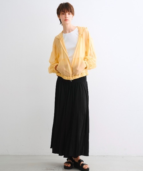 three dots シャイニーシャツジップアップフーディ ベージュ S three dots(スリードッツ)｜シャイニーシャツ ジップアップフーディ