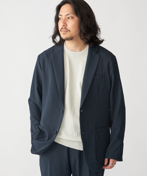 SHIPS(シップス)の「SHIPS:〈手洗い可能/セットアップ対応〉RIRANCHA(R) 2ボタン ジャケット(テーラードジャケット・メンズ・ネイビー/グレー・X-LARGE/LARGE/MEDIUM/SMALL)」の2枚目の写真