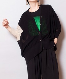 切替ニットカーディガン