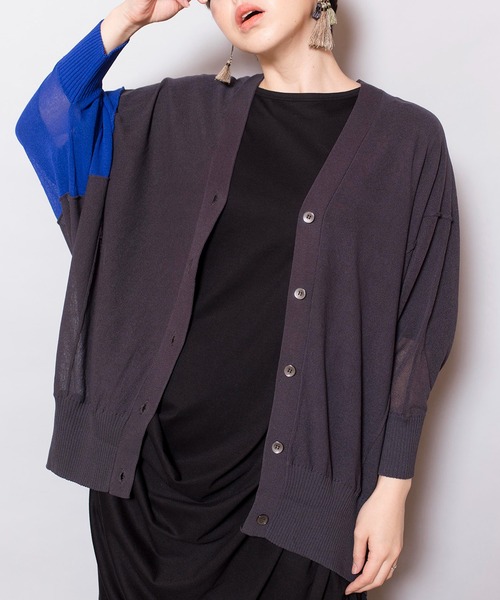 OSMOSIS（オズモーシス）の「切替ニットカーディガン（カーディガン/ボレロ・レディース・ブラック/ライトベージュ/チャコール・ONE SIZE）」の14枚目の写真