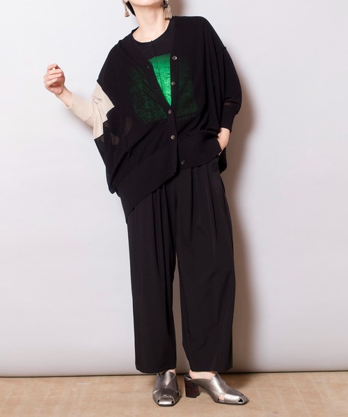 OSMOSIS（オズモーシス）の「切替ニットカーディガン（カーディガン/ボレロ・レディース・ブラック/ライトベージュ/チャコール・ONE SIZE）」の20枚目の写真