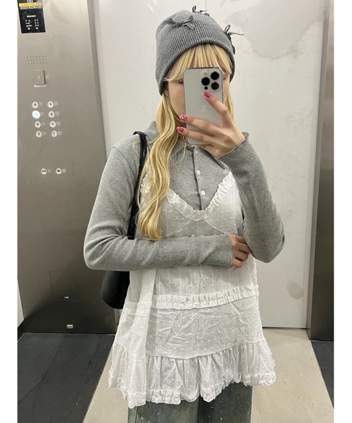 PHILLY（フィリー）の「【PHILLY】コットンレースフリルキャミ（キャミソール・レディース・ホワイト/ブラック・FREE）」の17枚目の写真