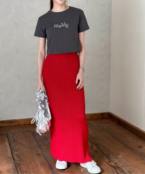 Per sist ence（パーシエンス）の「ラメリブ前後2WAYタイトスカート（スカート・レディース・アイボリー/ブラック/グレー/レッド・FREE）」の4枚目の写真