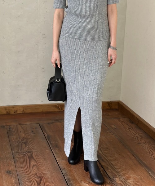 Per sist ence（パーシエンス）の「ラメリブ前後2WAYタイトスカート（スカート・レディース・アイボリー/ブラック/グレー/レッド・FREE）」の8枚目の写真