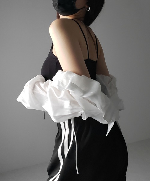 me+em select(ミームセレクト)の「【 カップ付き 】サテンリボンレースリブキャミソール / satin ribbon lace lib camisole(キャミソール・レディース・ブラック/ホワイト/グレー・FREE)」の9枚目の写真