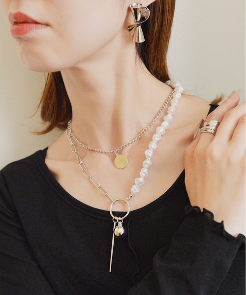 styiro(スタイロ)の「メタル×パールビーズトイネックレス(ネックレス・レディース・ゴールド/シルバー/シルバー系2/ゴールド系3/シルバー系3/ゴールド系2/シルバー系4/ゴールド系4・FREE)」の1枚目の写真