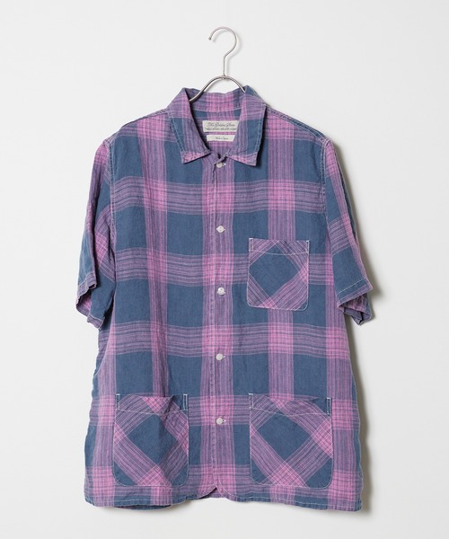 REMI RELIEF(レミレリーフ)の「REMI RELIEF/レミレリーフ リネンチェックS/S SHIRT 半袖シャツ(シャツ/ブラウス・メンズ・ネイビー系/サックスブルー系・L/XL/M)」の8枚目の写真