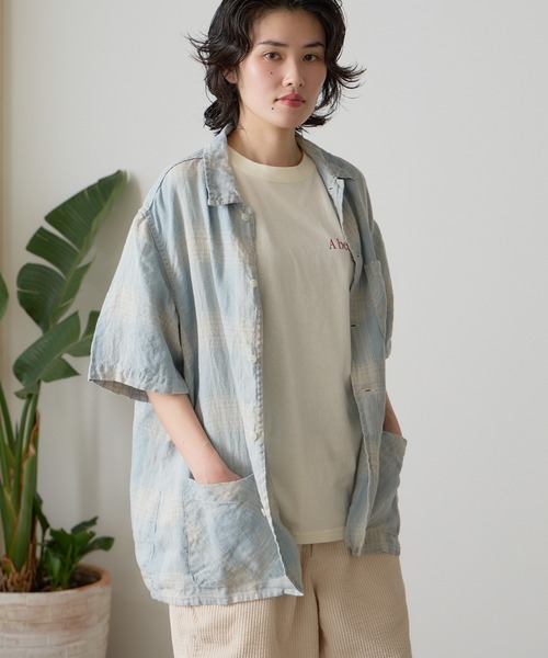 REMI RELIEF(レミレリーフ)の「REMI RELIEF/レミレリーフ リネンチェックS/S SHIRT 半袖シャツ(シャツ/ブラウス・メンズ・ネイビー系/サックスブルー系・L/XL/M)」の22枚目の写真