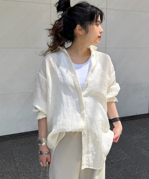 AP STUDIO リネンシャツ AP STUDIO 麻 リネンコットン ストライプ