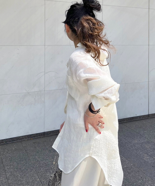 AP STUDIO(エーピーストゥディオ)の「リネンシャツ(シャツ/ブラウス・レディース・アイボリー/ブラック・38/36)」の3枚目の写真