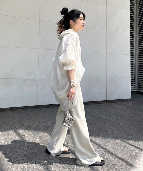 AP STUDIO リネン メッシュ フーディ トップス AP STUDIO リネン メッシュ フーディ トップス アシメメッシュ