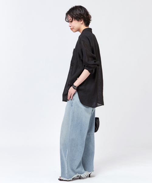 AP STUDIO リネン メッシュ フーディ トップス AP STUDIO リネン メッシュ フーディ トップス アシメメッシュ