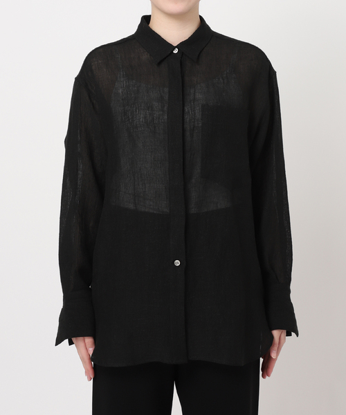 AP STUDIO リネンシャツ 38 ブラック ap studio リネンオーバー