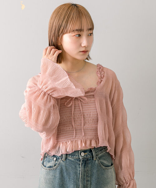 mline（エムライン）の「[mline]シアー楊柳SETブラウス（シャツ/ブラウス・レディース・アイボリー/ブラック/ブルー/ピンク・FREE）」の4枚目の写真