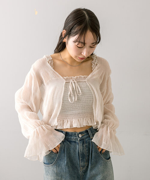 mline（エムライン）の「[mline]シアー楊柳SETブラウス（シャツ/ブラウス・レディース・アイボリー/ブラック/ブルー/ピンク・FREE）」の10枚目の写真