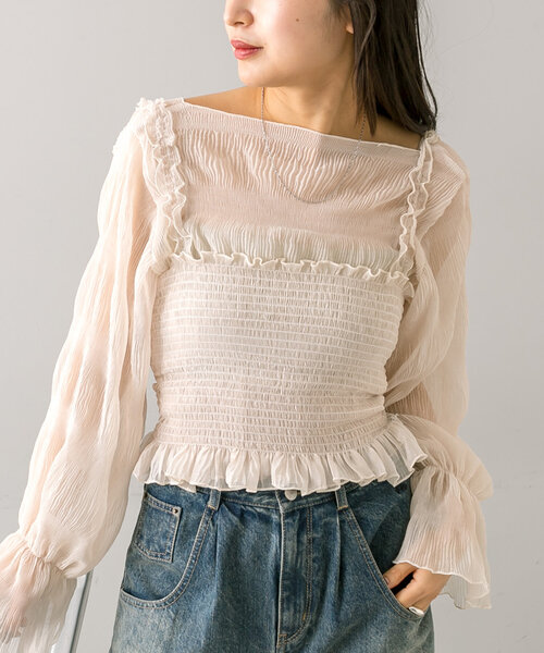 mline（エムライン）の「[mline]シアー楊柳SETブラウス（シャツ/ブラウス・レディース・アイボリー/ブラック/ブルー/ピンク・FREE）」の13枚目の写真