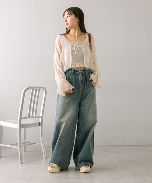 mline（エムライン）の「[mline]シアー楊柳SETブラウス（シャツ/ブラウス・レディース・アイボリー/ブラック/ブルー/ピンク・FREE）」の15枚目の写真