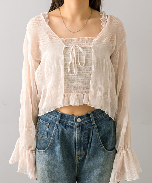 mline（エムライン）の「[mline]シアー楊柳SETブラウス（シャツ/ブラウス・レディース・アイボリー/ブラック/ブルー/ピンク・FREE）」の17枚目の写真