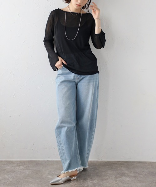 セール】袖3WAYシアートップス（Tシャツ/カットソー）｜Bonjour