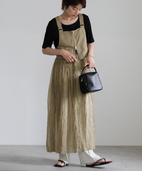 select MOCA(セレクトモカ)の「ビスチェコンビシアーロングワンピース(セットアップ・レディース・ブラック/カーキ・MEDIUM/LARGE)」の2枚目の写真