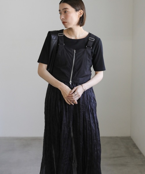 select MOCA(セレクトモカ)の「ビスチェコンビシアーロングワンピース(セットアップ・レディース・ブラック/カーキ・MEDIUM/LARGE)」の4枚目の写真